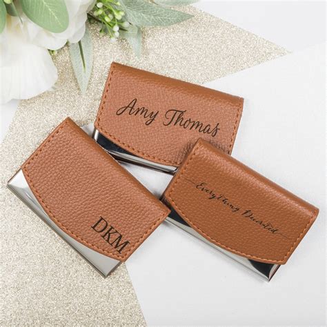 embossed business card holder.